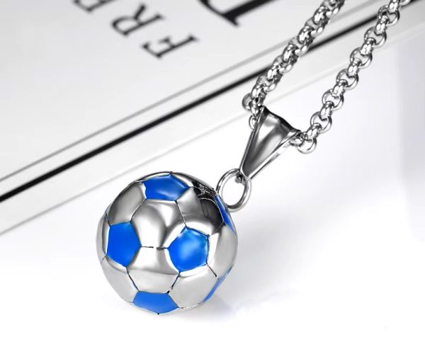 Men's Quality Stainless Steel Solid 3D Football Soccer Titanium Pendant Necklace - Image 7