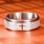 Stainless Steel "Our Father Prayer" 8mm Motivational Rotate Ring