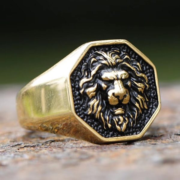 Men's 316L Stainless Steel 3D Lion Head High Polished Signet Ring - Image 4