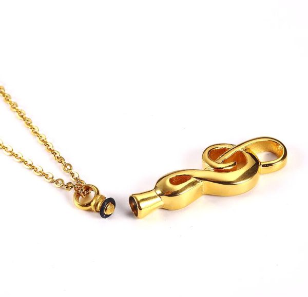 Quality Stainless Steel Cremation Keepsake Musical Note Pendant Necklace - Image 4