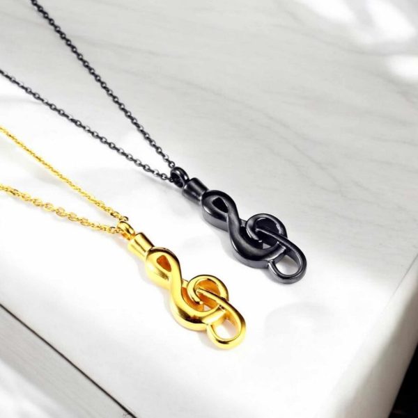 Quality Stainless Steel Cremation Keepsake Musical Note Pendant Necklace - Image 5