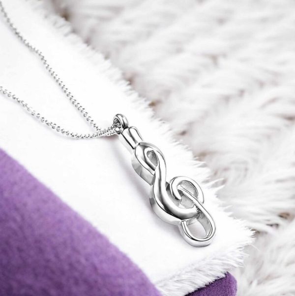 Quality Stainless Steel Cremation Keepsake Musical Note Pendant Necklace