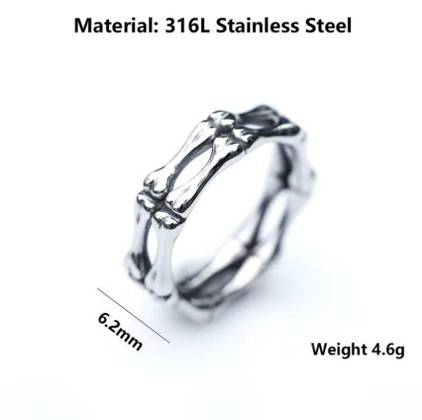 Classic 316L Stainless Steel Retro 3D Skeleton Bones Ring - Image 5