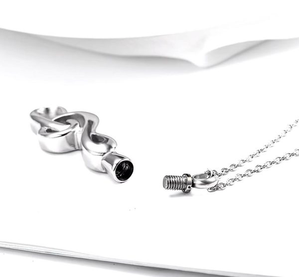 Quality Stainless Steel Cremation Keepsake Musical Note Pendant Necklace - Image 2