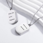 Quality Stainless Steel Cremation Keepsake Engraved Tag Pendant Necklace