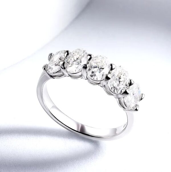 Exquisite 925 Sterling Silver 2.5CT Oval Cut Full Moissanite Eternity Ring - Image 2