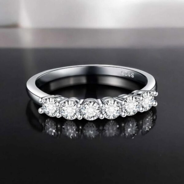 Classic 925 Sterling Silver Semi Pave Sparkling Zircon Eternity Ring - Image 3