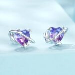 18K 925 Sterling Silver Star Planet Gradient Heart Stud Earrings & Charm Pendant