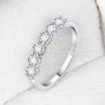 Classic 925 Sterling Silver Semi Pave Sparkling Zircon Eternity Ring