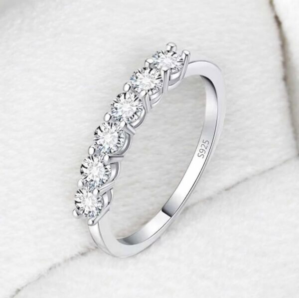 Classic 925 Sterling Silver Semi Pave Sparkling Zircon Eternity Ring