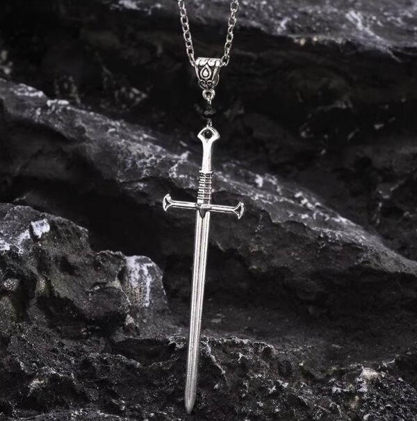 Unisex Retro Sword Pendant Stainless Steel Necklace - Image 3