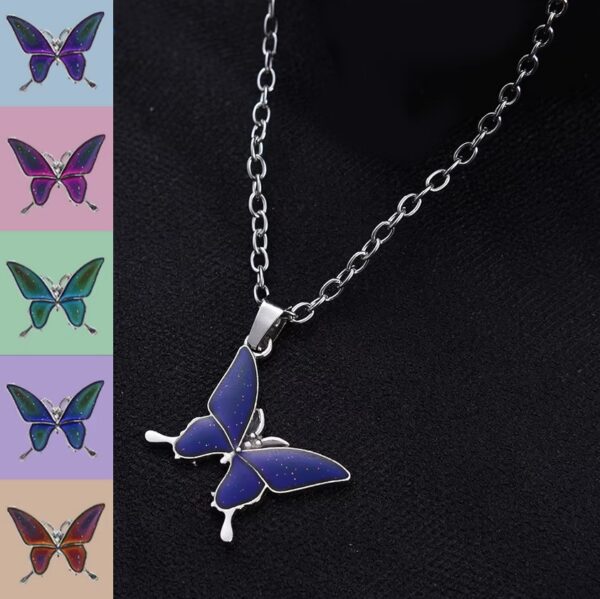 Elegant Color Changing Temperature Mood Butterfly Pendant Necklace