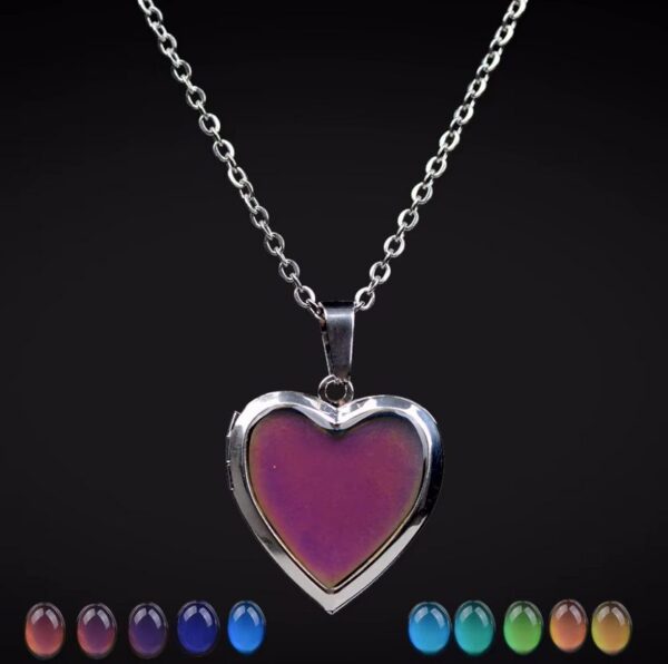 Elegant Color Changing Temperature Mood Heart Photo Locket Pendant Necklace