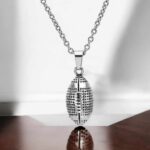Quality Stainless Steel Cremation Keepsake Rugby/Football Pendant Necklace