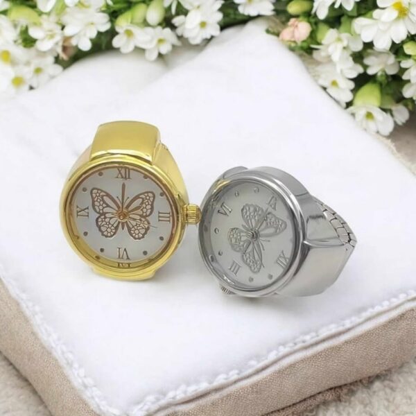 Quartz Creative Butterfly Numeral Dial Adjustable Analog Watch Ring (Size 5-8) - Image 2