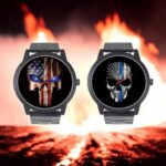 Men's Retro Skull Edition Flag Design Quartz Analog Wristwatch - 9.3"