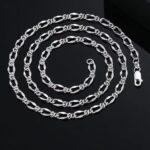 (NEW) Genuine 999 Fine Silver 5MM Knot Link Wave Design Chain Necklace – 22/26?