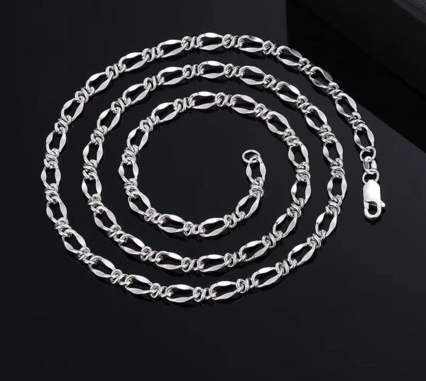 (NEW) Genuine 999 Fine Silver 5MM Knot Link Wave Design Chain Necklace – 22/26″