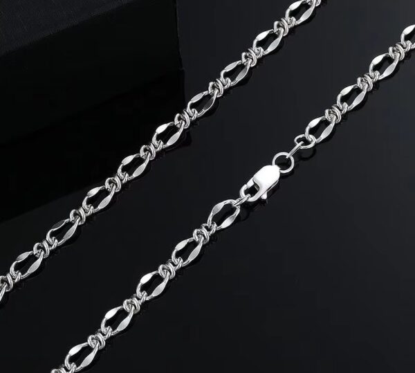 (NEW) Genuine 999 Fine Silver 5MM Knot Link Wave Design Chain Necklace – 22/26″ - Image 2