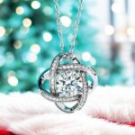 Exquisite 18K 925 Sterling Silver 3CT Full Moissanite Love Knot Pendant Necklace