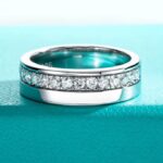 Men’s 18K 925 Sterling Silver Round Cut Moissanite Gemstone Ring