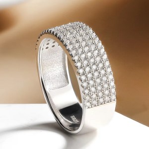 Exquisite 18K 925 Sterling Silver Semi-Pave Moissanite Eternity Band (6, 7, 8, 9)