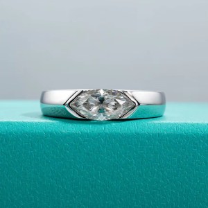 18K 925 Sterling Silver 1CT Marquise Cut Moissanite Gemstone Ring (Size 5-10)