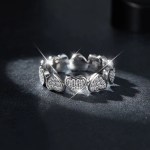 18K 925 Sterling Silver Dazzling Hearts Moissanite Gemstones Ring (Size 5-9.5)