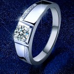 Platinum 925 Sterling Silver 0.5CT Luxury Moissanite Gemstone Ring (Size 9.5-11.5)