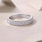 Elegant 18K 925 Sterling Silver Semi-Pave Moissanite Eternity Band (6, 7, 8, 9)