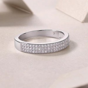 Elegant 18K 925 Sterling Silver Semi-Pave Moissanite Eternity Band (6, 7, 8, 9)
