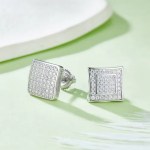Men’s Luxury 925 Sterling Silver Square Cut Full Moissanite Stud Earrings