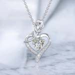 Luxury 925 Sterling Silver 1CT Moissanite Rose Heart Pendant Necklace