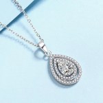 Platinum 925 Sterling Silver 1CT Pear Moissanite Pendant Choker/Stud Earrings