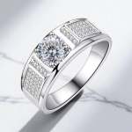 Men's 18K 925 Sterling Silver 1CT Russian Cut Moissanite Ring (Size 8-11)