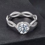 Lovers 18K 925 Sterling Silver 1CT Round Cut Moissanite Infinity Ring (Size 6-9)