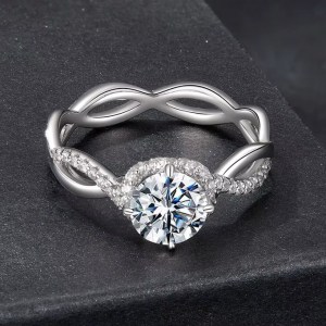 Lovers 18K 925 Sterling Silver 1CT Round Cut Moissanite Infinity Ring (Size 6-9)