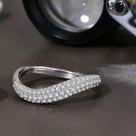 18K 925 Sterling Silver 0.7CT Full Moissanite Dazzling Wave Band (Size 5-10)
