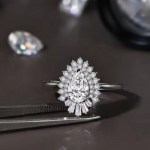 Exquisite 18K 925 Sterling Silver 1.77CT Full Moissanite Pear Shaped Ring (5-9)