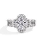 Luxury 18K 925 Sterling Silver 0.8CT Classic Clover Full Moissanite Ring (6-10)