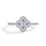 Elegant 925 Sterling Silver 0.4CT Classic Clover Moissanite Ring (Size 5-10)