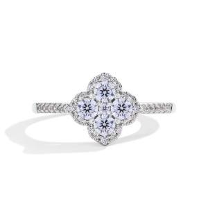 Elegant 925 Sterling Silver 0.4CT Classic Clover Moissanite Ring (Size 5-10)