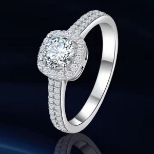 Platinum 925 Sterling Silver 0.5CT Full Moissanite Gemstone Ring (Size 5-8)