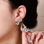 Exquisite 18K 925 Sterling Silver Triple Butterfly Full Moissanite Stud Earrings