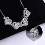 Elegant 925 Sterling Silver 1.2CT 4-Leaf Clover Hearts Moissanite Pendant Choker – 17″