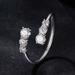 Elegant 18K 925 Sterling Silver Full Moissanite Adjustable Ring (Size 6-8)