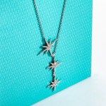 Luxury 925 Sterling Silver Eight-Pointed Star Y Shape Moissanite Pendant Choker
