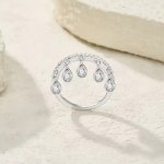Exquisite 925 Sterling Silver 0.5CT Full Moissanite Creative Tassel Ring (5-9)