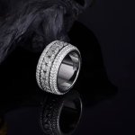 Men's Platinum 925 Sterling Silver Full Moissanite Rotation Chain Ring (7.5-11.5)