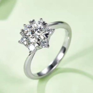 18K 925 Sterling Silver 1CT Twisted Love Heart Prongs Moissanite Ring (Size 6-9)